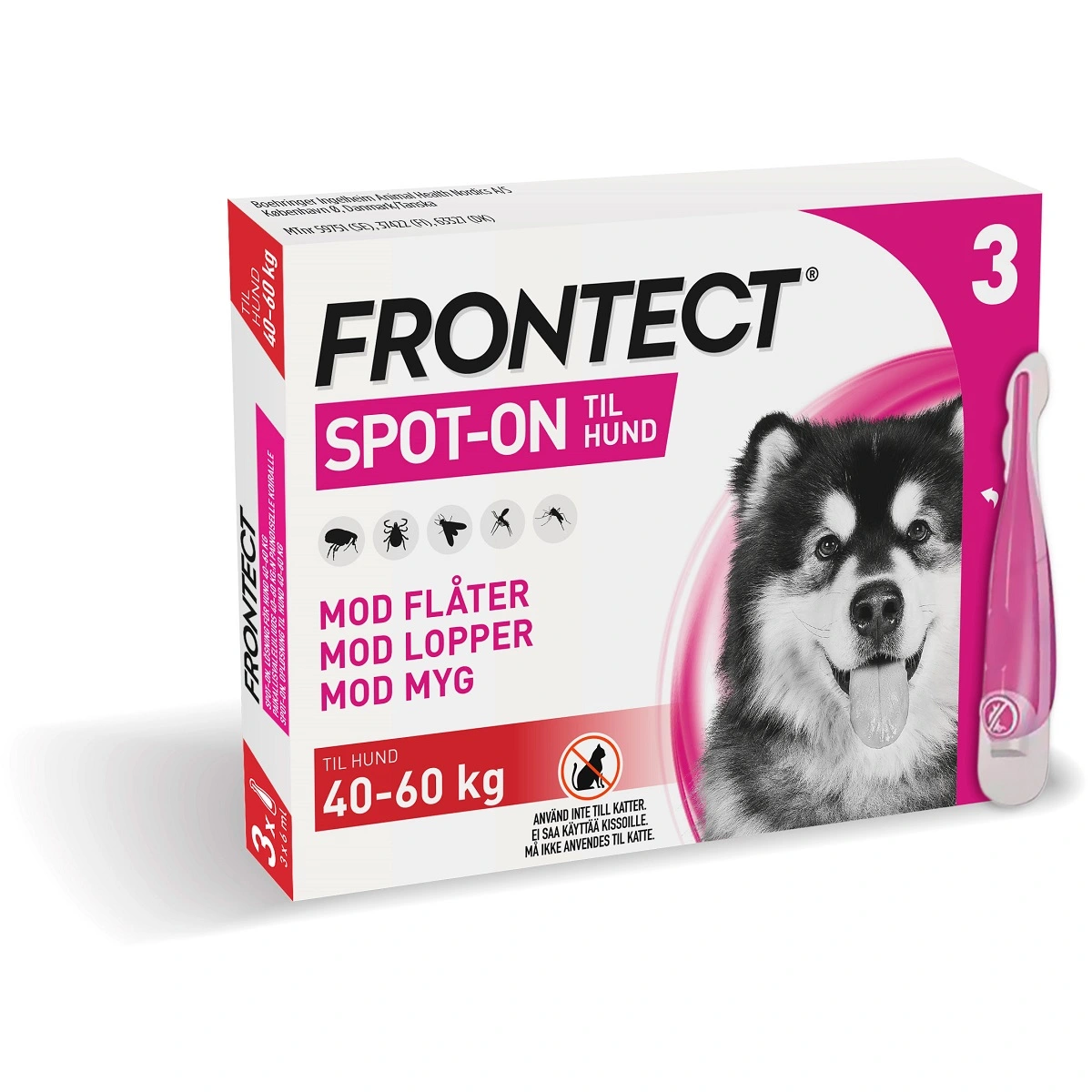 Frontect spot on 3 x 6 ml til hunde 40-60 kg - effektiv beskyttelse mod parasitter